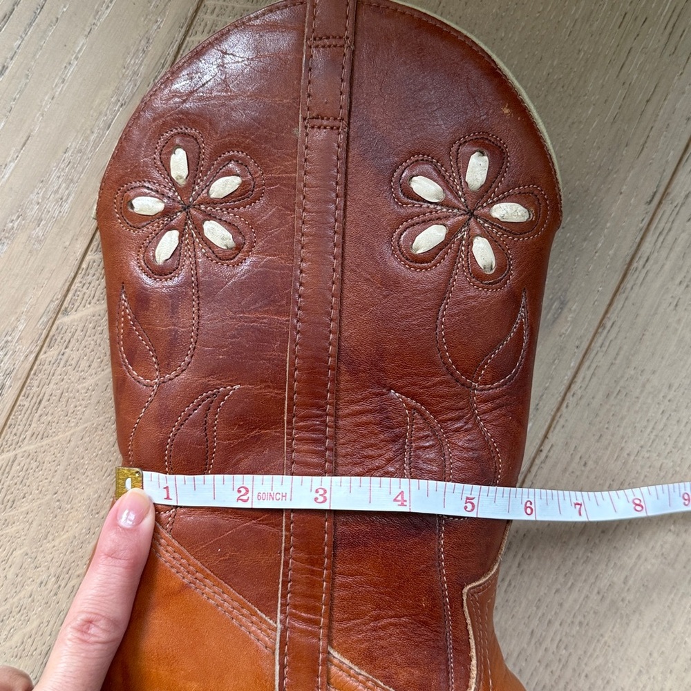 dingo Brown Two-Tone Embroidered Leather Heeled Cowboy Boots - Picture 8 of 10